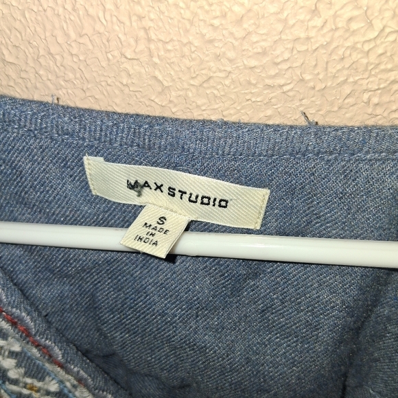 Max Studio Embroidered Boho Pesant Puff Sleeved Festival Blouse Cotton Blend S - Picture 6 of 8